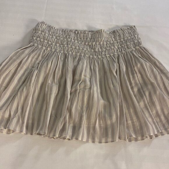 Madewell Smocked Pull On Mini Skirt Stripe Cool Fog XL - Picture 1 of 7